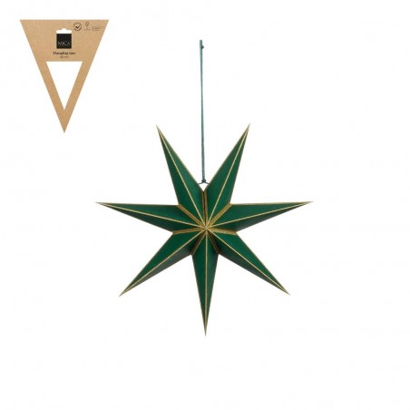 ESTRELLA PAPEL VERDE-ORO 14X45CM