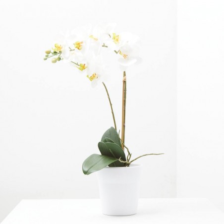 ORQUÍDEA ARTIFICIAL PHALAENOPSIS BLANCA 65CM MACETA