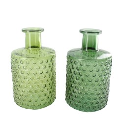 BOTELLA CRISTAL VERDE DOTS 12X12X21CM