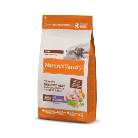 PIENSO PERRO NATURE'S VARIETY ADULTO MINI GRAIN PAVO 1.5KG