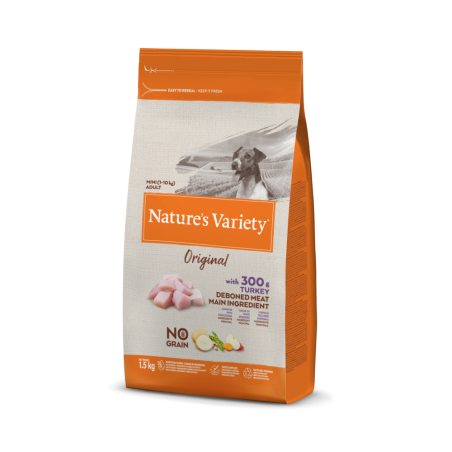 PIENSO PERRO NATURE'S VARIETY ADULTO MINI GRAIN PAVO 1.5KG