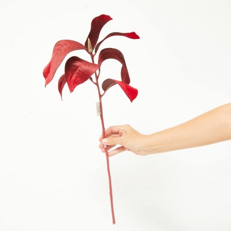 HOJAS MAGNOLIA ROJO TALLO 56CM