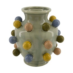 JARRÓN CERÁMICA PONPONES