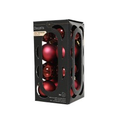 SET 16 BOLAS CRISTAL BURDEOS MATE-BRILLO D4CM