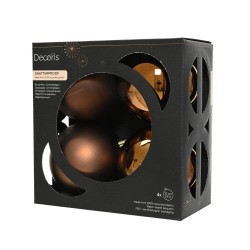 SET 4 BOLAS 10CM MARRÓN EXPRESSO MATE-BRILLO