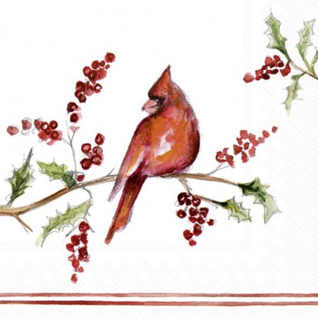 SERVILLETA COCKTAIL CHRISTMAS CARDINAL