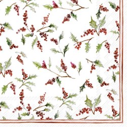 SERVILLETA LUNCH CHRISTMAS ILEX BERRIES