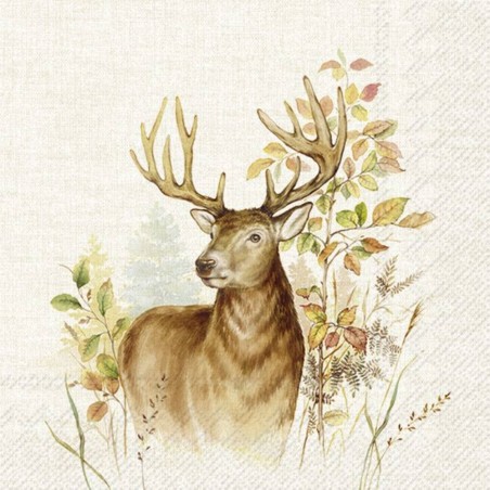 SERVILLETA LUNCH HUNTED DEER CREAM