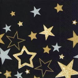 SERVILLETAS LUNCH SPARKLING STARS BLACK