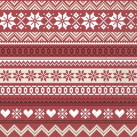 SERVILLETAS LUNCH NORDIC PATTERN RED
