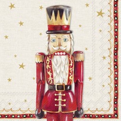 SERVILLETAS LUNCH NUTCRACKER FIGURE CREAM RED