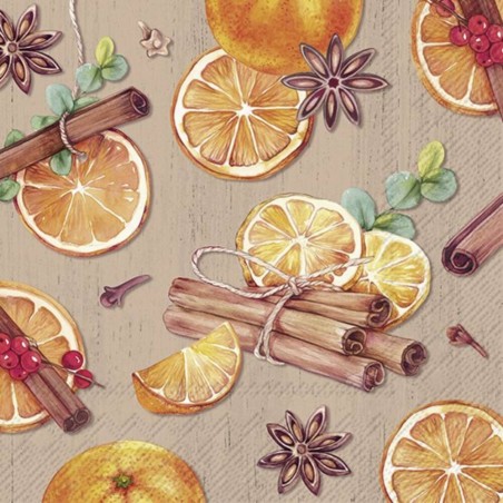SERVILLETAS LUNCH TANGERINE WITH CINNAMON BROWN