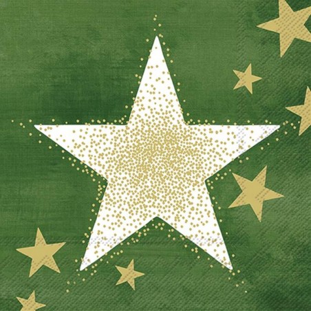 SERVILLETAS LUNCH SHINING STARS GREEN GOLD