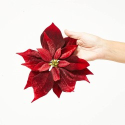 FLOR DE PASCUA ARTIFICIAL EN CLIP BURDEOS 25CM