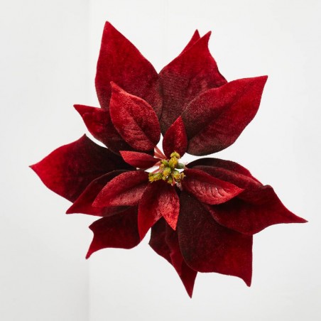 FLOR DE PASCUA ARTIFICIAL EN CLIP BURDEOS 25CM