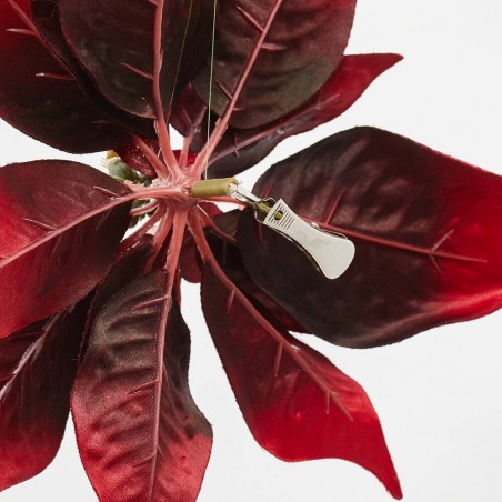FLOR DE PASCUA ARTIFICIAL EN CLIP BURDEOS 25CM