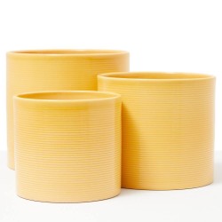 MACETERO CILINDRO RALLADO AMARILLO