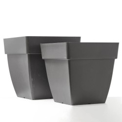 MACETA CUADRADA CAPRI ANTRACITA 35CM