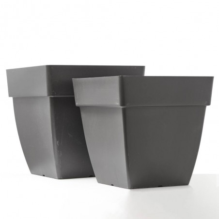 MACETA CUADRADA CAPRI ANTRACITA 35CM