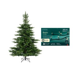 ABETO GREENWOOD H180 CM + GUIRNALDA 180 BLANCO CÁLIDO