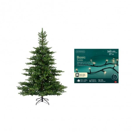 ABETO GREENWOOD H240 CM + GUIRNALDA 360 BLANCO CÁLIDO