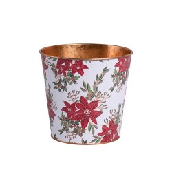 MACETERO METAL FLORES NAVIDAD 16X15CM