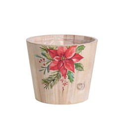 MACETERO MADERA DECO FLOR NAVIDAD 19X17CM