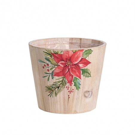 MACETERO MADERA DECO FLOR NAVIDAD 19X17CM
