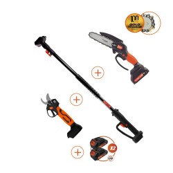 KIT PÉRTIGA + TIJERA + MOTOSIERRA + 2BATERÍAS