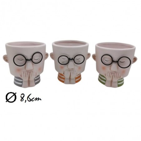 MACETERO CARITA C/GAFAS D8.6XH8.8CM
