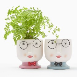 MACETERO CARITA C/GAFAS D13.2XH14.1CM