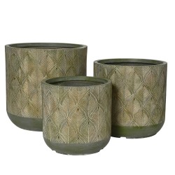 MACETA LEAF VERDE DORADO