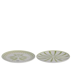 PLATO PORCELANA BLANCO / VERDE 2 SURTIDOS
