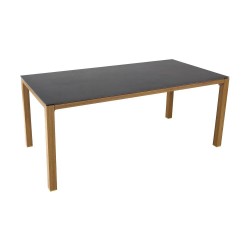 MESA CHANEO ALUMINIO SIMIL MADERA CON TAPA CERÁMICA