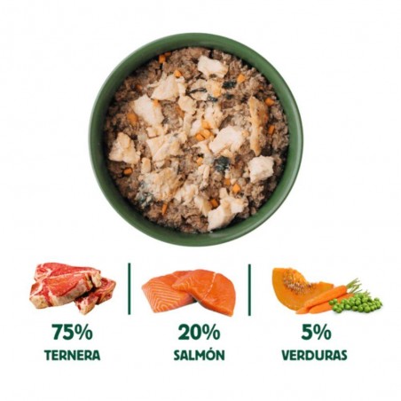 COMIDA COCINADA DE SALMÓN Y TERNERA PARA GATO
