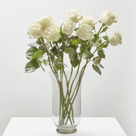 SIMPLICITY WHITE LOVE (9 ROSAS + 4 HELECHOS)