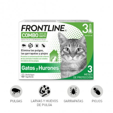 FRONTLINE SPOT COMBO PIPETAS ANTIPARASITARIAS PARA GATOS 3 PIPETAS