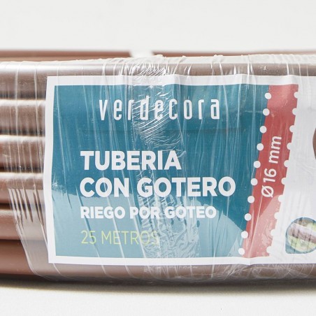 TUBERIA C/GOTERO 16MM X 25M (50 CM) VERDECORA