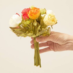 BOUQUET ARTIFICIAL RANÚNCULOS NARANJA- L22XD19CM