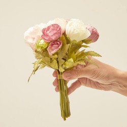 BOUQUET ARTIFICIAL RANÚNCULOS ROSA - L22XD19CM
