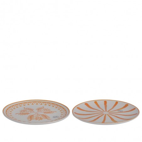 PLATO PORCELANA BLANCO / NARANJA 2 SURTIDOS