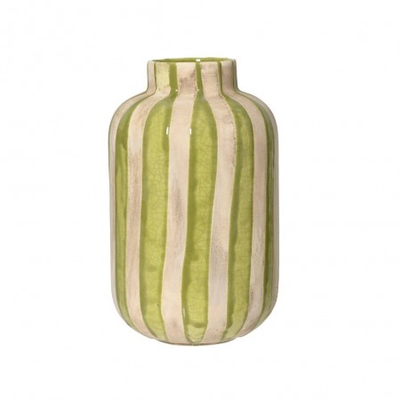 JARRÓN TERRACOTA LÍNEAS VERDE 29CM