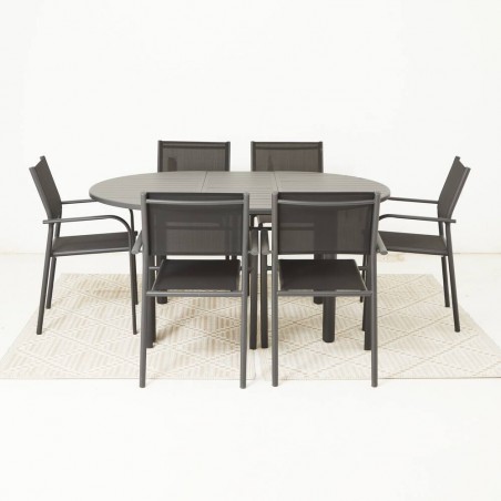 COMEDOR GENES ALUMINIO GRAFITO 7 PIEZAS