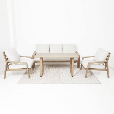 CONJUNTO TOSSA ALUMINIO SIMIL MADERA MESA ALTA