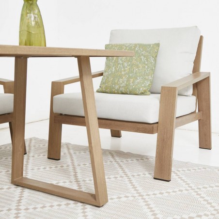 CONJUNTO TOSSA ALUMINIO SIMIL MADERA MESA ALTA