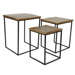 MESA CUADRADA METAL Y PAULONIA