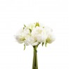 PEONIAS EN RAMO 8 FLORES ARTIFICIAL BLANCO/VERDE 24CM