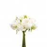 PEONIAS EN RAMO 8 FLORES ARTIFICIAL BLANCO/VERDE 24CM