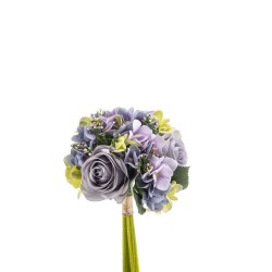 HYDRANGEA ROSE BUNDLE PURPLE 32CM