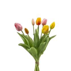 BOUQUET TULIPANES X7 ROSA-AMARILLO 40CM